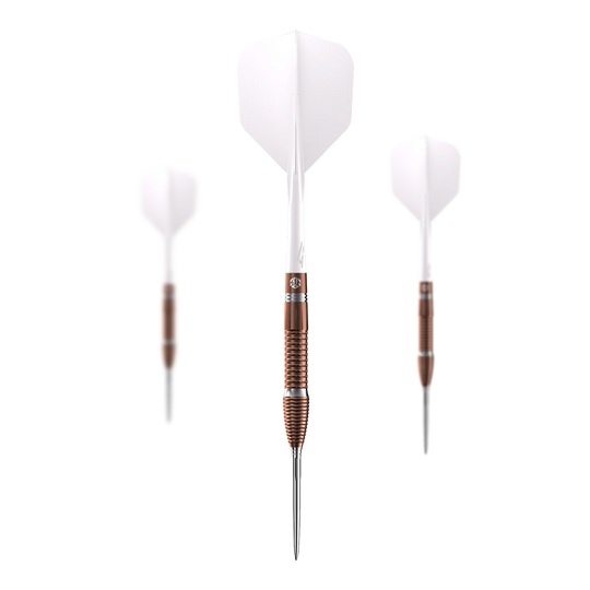 Caliburn Big Cats Lion steel darts Das Foto präsentiert ein Set von Caliburn Big Cats Lion Steeldarts. Alle Darts aus dem Set sind zusammen dargestellt.