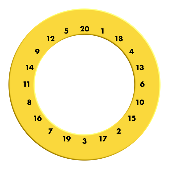 HD Numbers Dartboard Surround - Custom Colors Hier ist ein gelber HD-Zahlensurround in individuellen Farben für Dartscheiben zu sehen. Das Dateinamen lautet MSF-X6G_HD_Zahlen_Dartboard_Surround_EigeneFarben_Gelb_2.