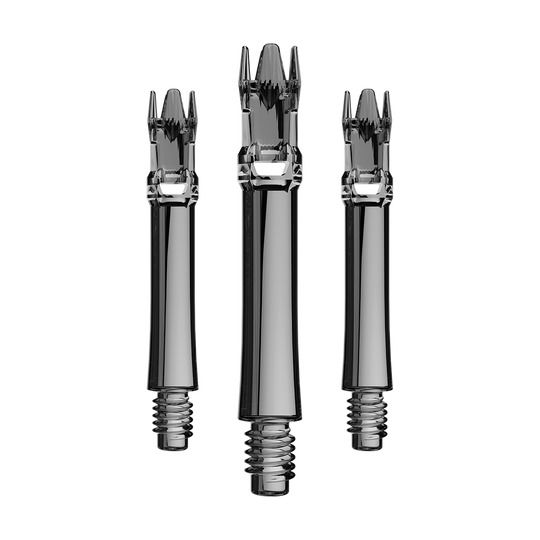 L-Style L-System Replacement Shafts - Clear Black Ein Set Ersatzshafts in schwarzem transparentem Design. Die Shafts sind bündig arrangiert.