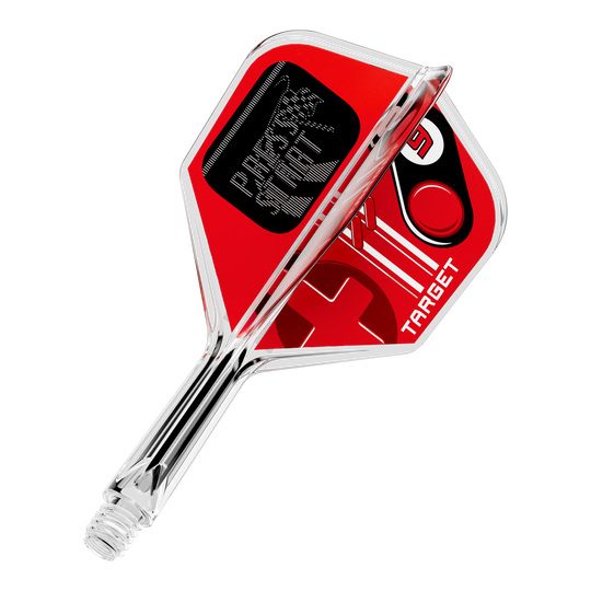 Target K-Flex Press Start No6 Flights Gezeigt wird das Produkt 410582_Target_K-Flex_PressStart_No6_Flights_19mm_1. Es scheint sich um ein einzelnes Dart-Zubehörteil, zum Beispiel einen Flight, zu handeln.