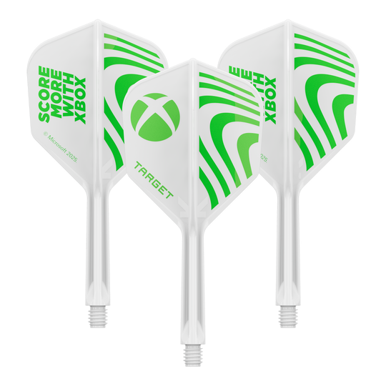 Target Xbox K-Flex No6 Flights - White Dieses Bild zeigt vermutlich Target Xbox KFlex No6 Flights in der Größe 19mm, ein Set. Das Bild dient zur Veranschaulichung der Dart-Zubehörteile.