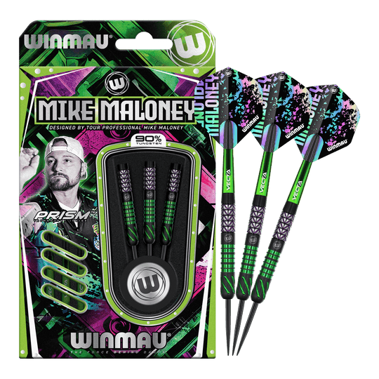 Winmau Mike Maloney steel darts Das Bild zeigt die Winmau Mike Maloney Steeldarts. Diese Darts sind bekannt für ihre hohe Qualität.