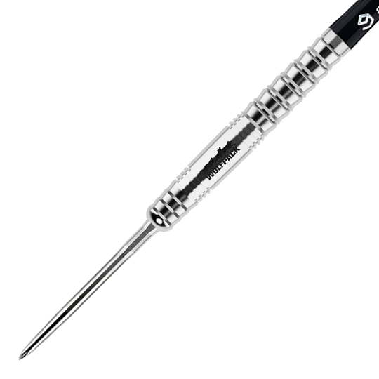 Caliburn Wolfpack W6 steel darts - 22g Darstellung des Caliburn Wolfpack W6 Steeldart, Gewicht 22g. Er überzeugt durch ein ansprechendes Design und gute Griffigkeit.