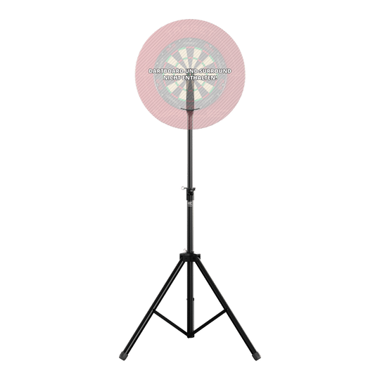 Target Dartboard Stand Das Bild zeigt einen Target Dartboard Stand mit einem stabilen, dreibeinigen Stativ. Die Dartscheibe und der Surround sind nicht enthalten.