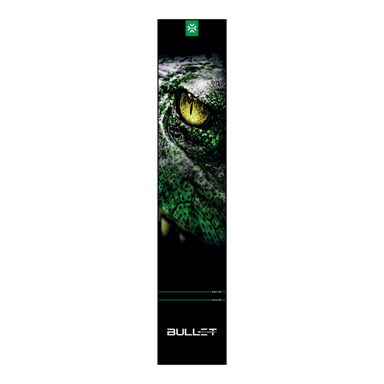 Bullet Gator Dart Mat Abgebildet ist die Bullet Gator Dartmatte. Sie dient als Schutzmatte beim Darts und zeigt wichtige Spielfeldmarkierungen.