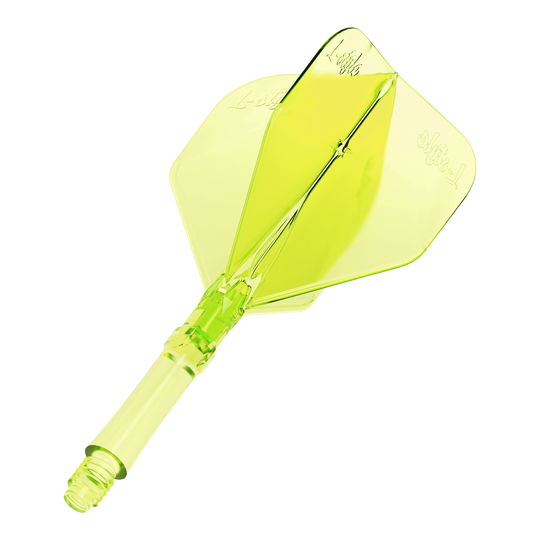 Abgebildet ist das Produkt L-Style L-Sytem Flights - Neon Yellow. Diese neon-gelben Flights werden für Darts genutzt.