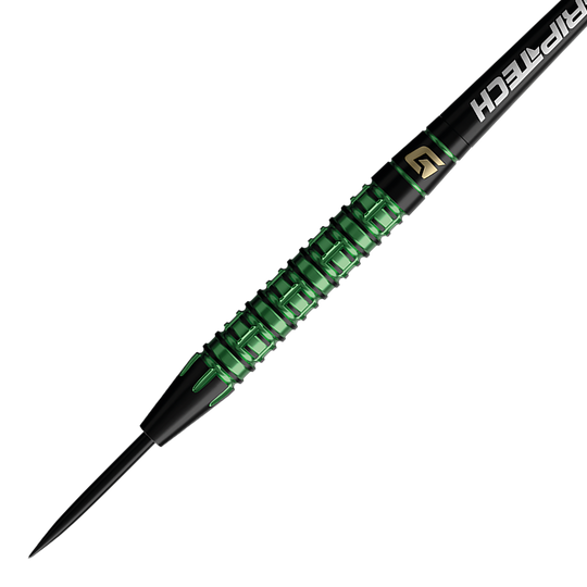 GOAT Athlete Green Tungsten Steel Darts Zu sehen sind die GOAT Athlete Green Tungsten Steeldarts. Das Foto präsentiert die Darts aus einer anderen Perspektive.