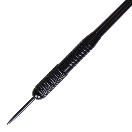 Dieses Bild zeigt Karella Black Brass Steeldarts mit einem Gewicht von 21g. Die schwarzen Messing-Steeldarts sind ideal für Dartliebhaber.