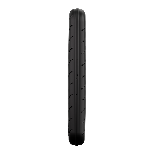 Harrows Slimcase Dart Case Das Bild zeigt eine schwarze, schlanke Darttasche von der Seite. Die Oberfläche ist glatt mit leichten Rillen.