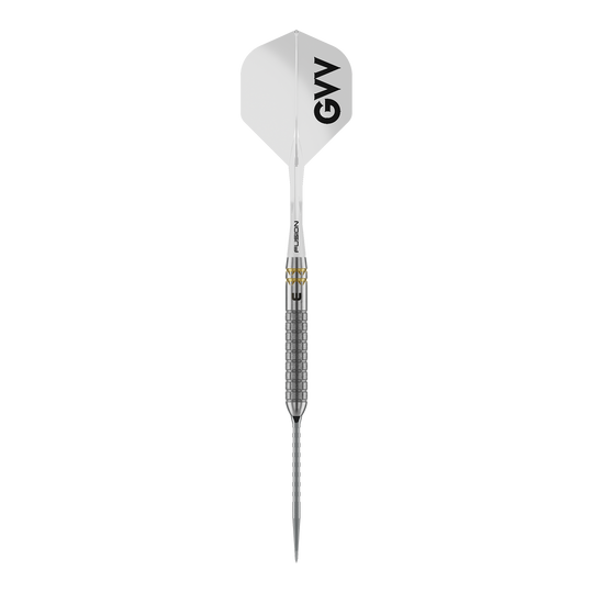 Winmau Gian Van Veen W-MAX Switch Point steel darts Winmau Gian Van Veen W-MAX Switch Point Steeldarts sind auf weißem Hintergrund abgebildet. Die Darts präsentieren sich im Profil.