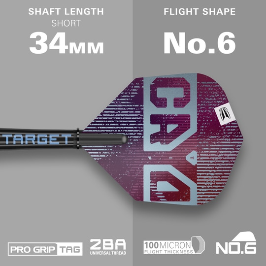 Abgebildet sind die Target Cryo 13 Softdarts. Das Bild zeigt die spezielle Form und Farbgebung dieser Darts.