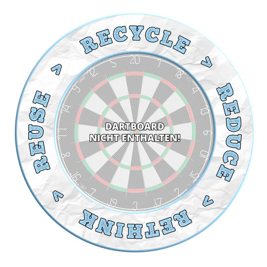 Eine runde Schutzscheibe für ein Dartboard ist zu sehen. Das Produkt erscheint in mehreren Blautönen.