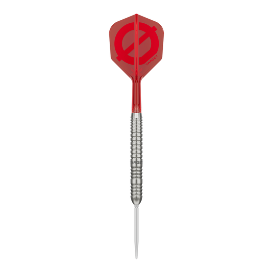 Target Group O 03 Swiss Points Steel Darts Das Target Group O 03 Swiss Points Steeldarts Set ist zu sehen. Die Schäfte und Details sind sichtbar.