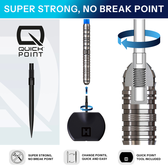 Harrows Flux Quick Point Steeldarts Ein Steeldart aus der Parallel QuickPoint Serie. Der Dart ist metallisch und hat ein modernes Design.