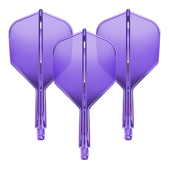 Abgebildet ist das GD8000280_GOAT_A1R_No6_Flight-Shaft-System_NeonLila_19mm_1Set. Es scheint ein Dart Flight-Shaft in Neonlila mit einer Länge von 19 mm zu sein.