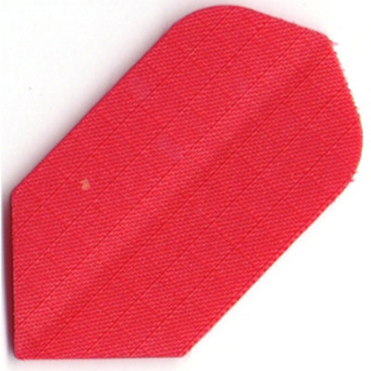 n9 Das Bild zeigt einen roten Nylon-Stoff Flight in der Form N9. Die Oberfläche wirkt leicht strukturiert und der Flight ist einfach gestaltet.