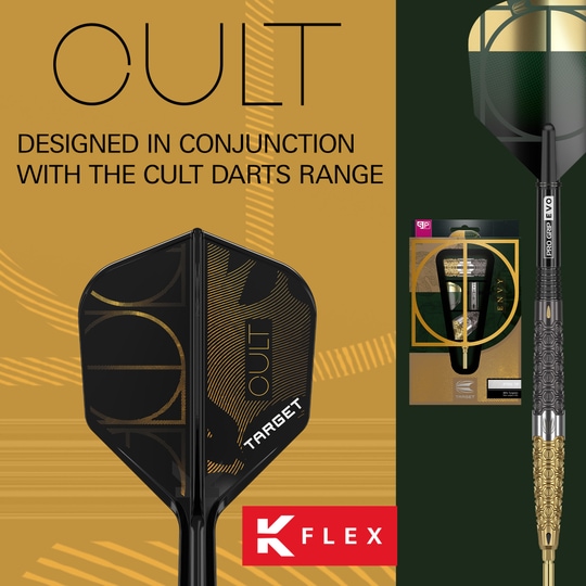 Target K-Flex Cult No6 Flight Shaft System Zu sehen ist das Target K-Flex Cult No6 Flight-Shaft-System. Es bietet eine innovative Lösung für Dartflight und -schaft.