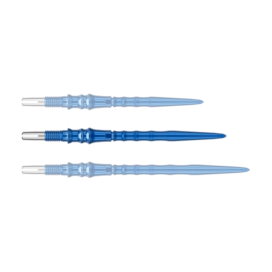 Target Japan Premium Swiss Point Dart Tips - Blue Das Foto zeigt eine einzelne, blaue Dartspitze. Diese Spitze misst 35 mm.