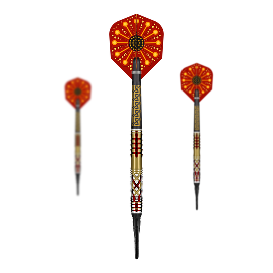 Shot Goths Alaric Soft Darts - 20g Das Foto zeigt ein Set der Shot Goths Alaric Softdarts mit 20g. Die Darts sind zusammen als komplettes Set dargestellt.