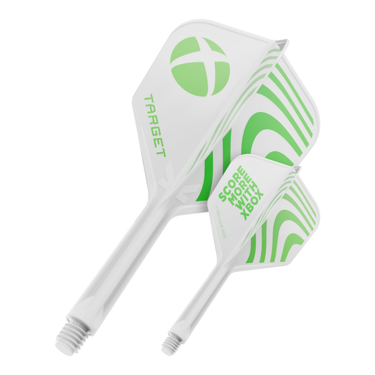 Target Xbox K-Flex No6 Flights - White Hier ist wahrscheinlich ein Target Xbox KFlex No6 Flights in der Größe 26mm abgebildet. Die Darstellung zeigt ein einzelnes Dart-Flight-Zubehörteil.