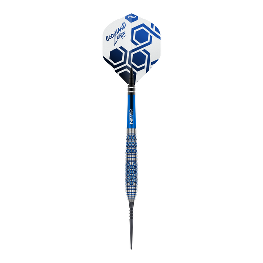 Red Dragon Luke Humphries TX5 steel darts Zu sehen sind die Red Dragon Luke Humphries TX5 Steeldarts. Die Aufnahme präsentiert die Steeldarts in einer Detailansicht.