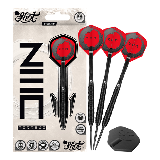 Shot ZEN Torpedo Turbo Point Steel Darts - 23g Shot ZEN Torpedo Turbo Point Steel Darts - 23g