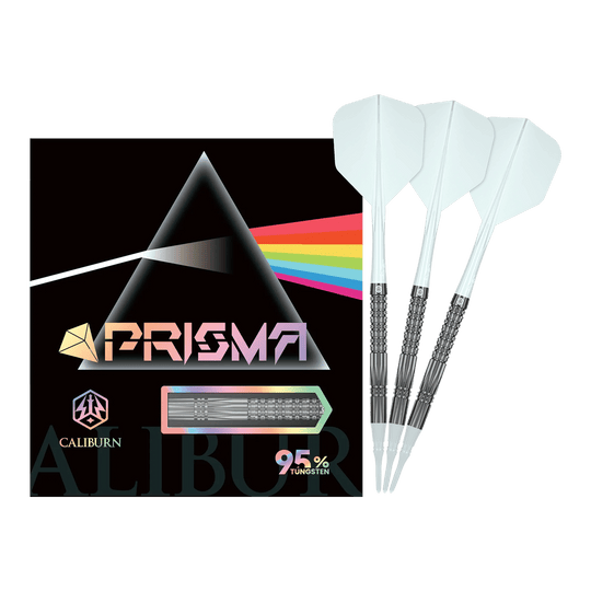 Caliburn Prisma P2 soft darts - 20g Hier sieht man die Caliburn Prisma P2 Softdarts mit einem Gewicht von 20g. Sie sind ideal für alle, die Wert auf hochwertige Darts legen.