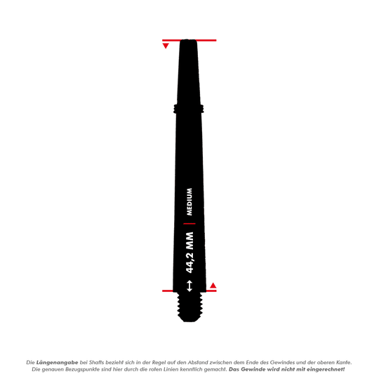 Unicorn Gripper 3 Mirage Shafts - Clear - 44.2 mm Das Bild zeigt einen Unicorn Gripper 3 Mirage Shaft in klarer Ausführung mit einer Länge von 44,2 mm. Die Messung der Länge bezieht sich auf den Abstand zwischen dem Ende des Gewindes und der oberen Kante, das Gewinde wird nicht mitgerechnet.
