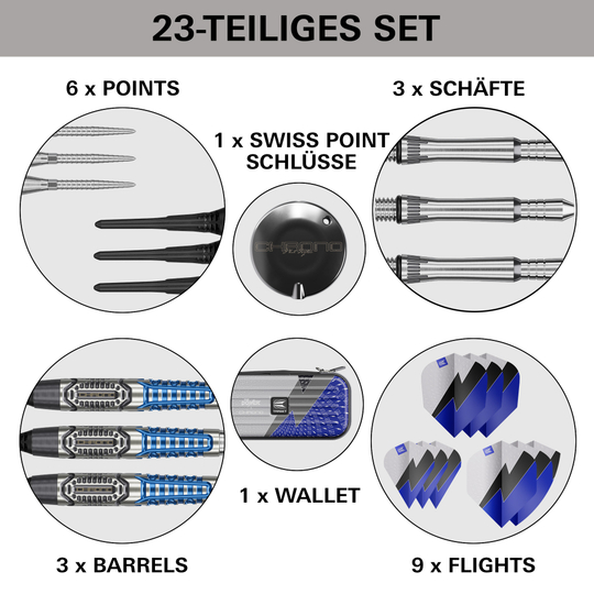 Target Phil Taylor Power X Chrono soft darts Das Produkt Target Phil Taylor Power X Chrono Softdarts ist dargestellt. Es handelt sich um Softdarts mit auffälligem Aussehen.