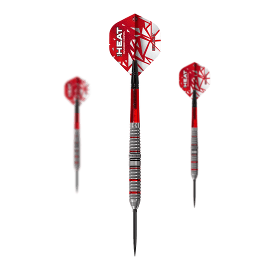 Harrow's Damon Heta Series 4 Quick Point steel darts Das Bild zeigt das Set Harrows Damon Heta Series 4 Quick Point Steeldarts. Es eignet sich ideal für ambitionierte Dartspieler und Profis.