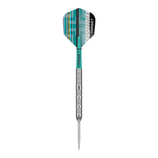Target Hydro 02 Swiss Point steel darts Auf dem Foto sind Target Hydro 02 Swiss Point Steeldarts zu sehen. Die Darts liegen in einer typischen Anordnung bereit.