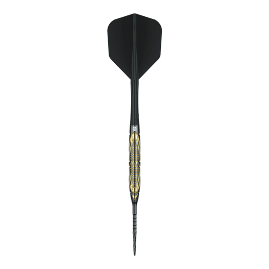 Abgebildet sind die Caliburn Halo H2 Steeldarts mit einem Gewicht von 22,5g. Die Darts bieten ein modernes Design und eine hervorragende Griffigkeit.