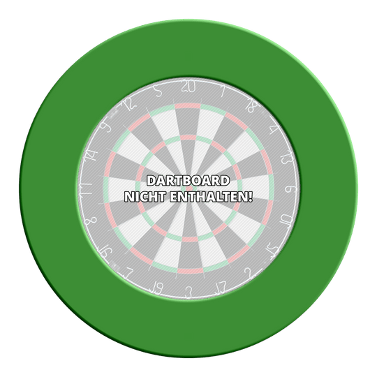 McDart Dartboard Surround Das Bild scheint ein grünes Steeldartboard Surround zu zeigen. Das Surround verhindert Schäden rund um das Board.