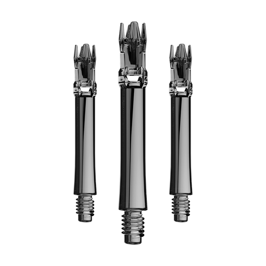 L-Style L-System Replacement Shafts - Clear Black Mehrere transparente schwarze Ersatzshafts sind gemeinsam dargestellt. Sie sind nebeneinander angeordnet.