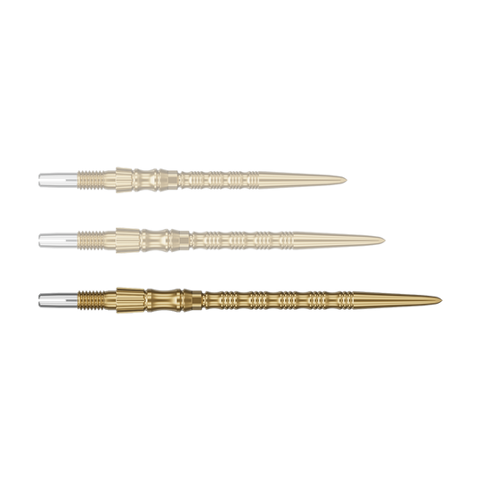Zu sehen ist eine goldene Dartspitze mit einer Länge von 42mm. Es handelt sich um eine Target SwissPoint Signature TRB Dartspitze.