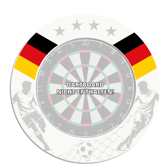 McDart Football Dartboard Surround Hier ist das McDart Fußball Dartboard Surround abgebildet. Es handelt sich um eine Schutzumrandung für ein Dartboard.
