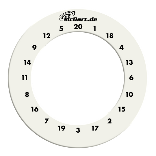 McDart HD Zahlen Surround Das Bild zeigt ein weißes Dartboard-Surround mit Zahlen. Es handelt sich um das Produkt aus dem Dateinamen: DBS-HD-weiss McDart HD Zahlen Surround Weiß.