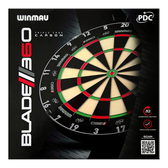 Winmau Blade 6 Triple Core 360 steel dartboard Das Bild zeigt ein Dartboard. Der Dateiname lautet '3060_Winmau_Blade_360_Steeldartboard_5'.