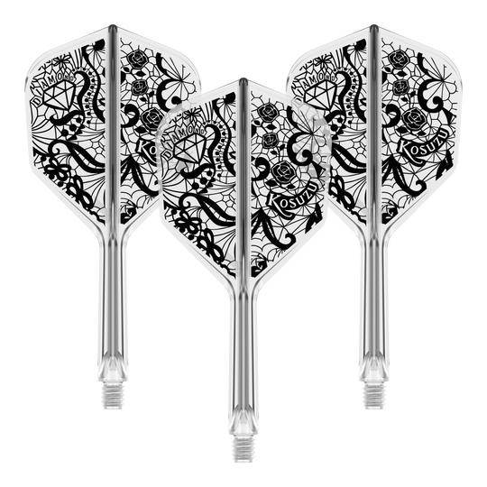 Target Japan K-Flex Diamond No6 Flight Shaft System Das Bild zeigt das Target Japan K-Flex Diamond No6 Flight-Shaft-System in 26mm. Es ist ein Teil für den Dartsport.