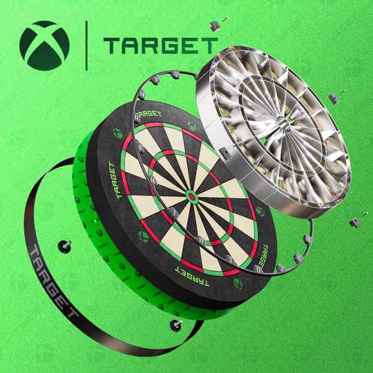 Target Xbox Dartboard Surround Bundle Zu sehen ist das Target Xbox Dartboard Surround Bundle. Es bietet Zubehör für Dartbegeisterte.