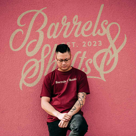 Barrels and Shafts T-Shirt - Bordeaux Red