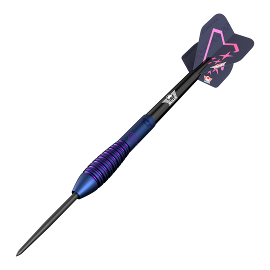 Das Bild zeigt die Bulls NL Christel Timmermans Satellite 90 Steeldarts 25g. Diese Darts eignen sich besonders für Turnierspieler.
