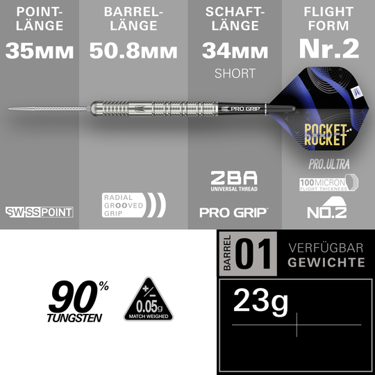 Target Justin Hood Swiss Points Steeldarts - 23g Zu sehen ist Target Justin Hood Swiss Points Steeldarts - 23g. Die Darts sind für Präzision und Balance bekannt.