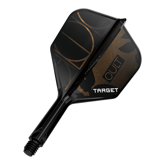 Abgebildet ist ein einzelner Dart Flight, vermutlich von Target K-Flex Cult No6, 19mm. Das Bild zeigt das Design und die Form des Flights.