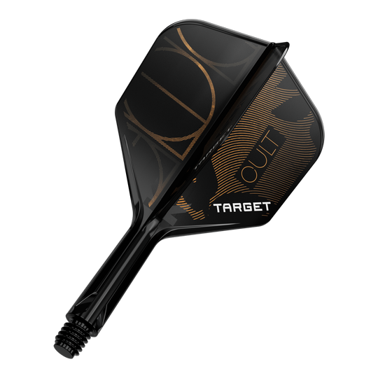 Target K-Flex Cult No6 Flight Shaft System Abgebildet ist ein einzelner Dart Flight, vermutlich von Target K-Flex Cult No6, 19mm. Das Bild zeigt das Design und die Form des Flights.