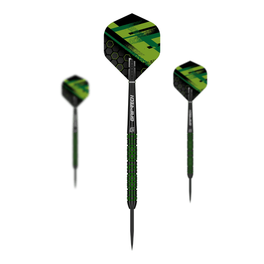 Zu sehen ist ein Set der GOAT Kick-Off Steeldarts. Es besteht aus mehreren Darts und bietet optimale Spielergebnisse.