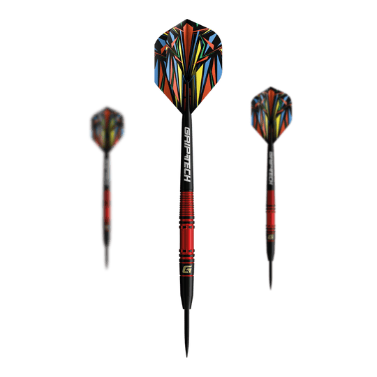 GOAT Athlete Red Tungsten Steel Darts Das Bild zeigt die GOAT Athlete Red Tungsten Steeldarts. Die roten Steeldarts sind hochwertig verarbeitet.
