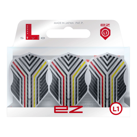 L-Style Arno Merk V1 Clear White L1EZ Flights L-Style Arno Merk V1 Clear White L1EZ Flights werden als Set mit transparentem Design gezeigt. Die spezielle Form und Farbe sind erkennbar.