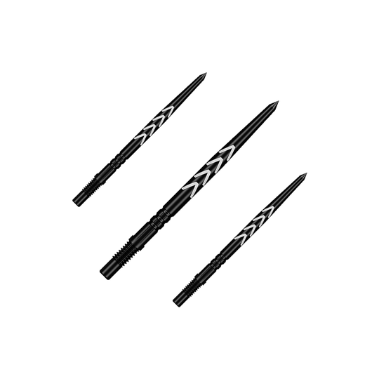 Shot Turbo Points Dart Tips Michael Smith - Black Das Bild zeigt ein Set mit mehreren schwarzen Dartspitzen. Diese Spitzen sind für Steeldarts geeignet.