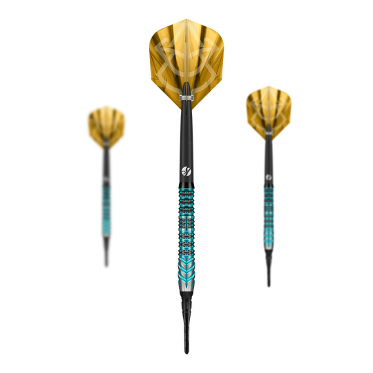 Shot Alchemy Volta Soft Darts - 20g Das Bild zeigt die Shot Alchemy Volta Softdarts mit einem Gewicht von 20g. Die Darts sind für das Softdartspiel geeignet.